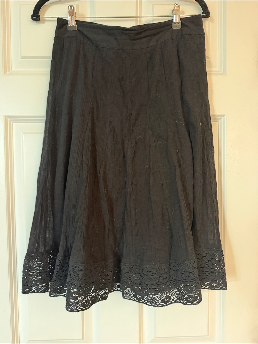 Black midi length cotton skirt